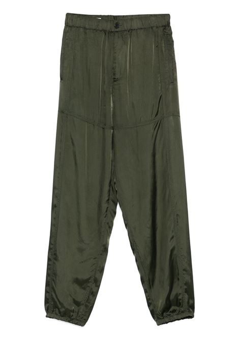 Green pebble satin-finish trousers Dries van noten - men